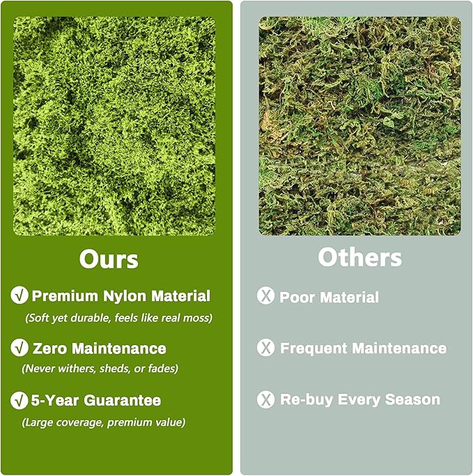 Potanro Faux Green Moss 5.3oz Artificial Fake Plant Moss Preserved Moss for Potted Plants Indoor Plants, Crafts, Planters, Bonsai Artifcial, DlY Floral Decorative Moss, Garden Wedding Decor-Ruum Studio Home