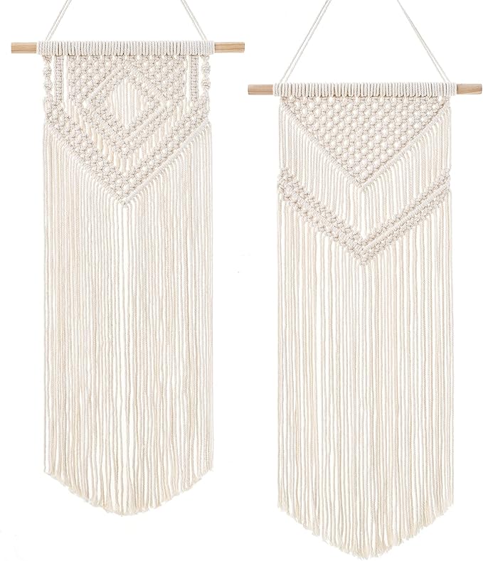 Dahey 2 Pcs Macrame Wall Hanging Woven Tapestry Wall Art Decor - Beautiful for Boho Home Decor, Apartment, Nursery, Party Decorations, 26" L×13" W, Medium-Ruum Studio Home