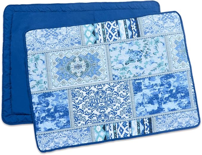 NEWLAKE Quilted Cotton Bed Pillowcases, Blue Classic Bohemian Pattern, 2 Pieces, 20x27 Inch-Ruum Studio Home