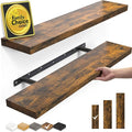 BAYKA Floating Shelves Set of 2, 22.5" Rustic Wood Wall Mounted Shelves for Bedroom, Living Room, Kitchen & Office, Hanging Display Shelf with 22 lbs Capacity (Rustic Brown)-Ruum Studio Home