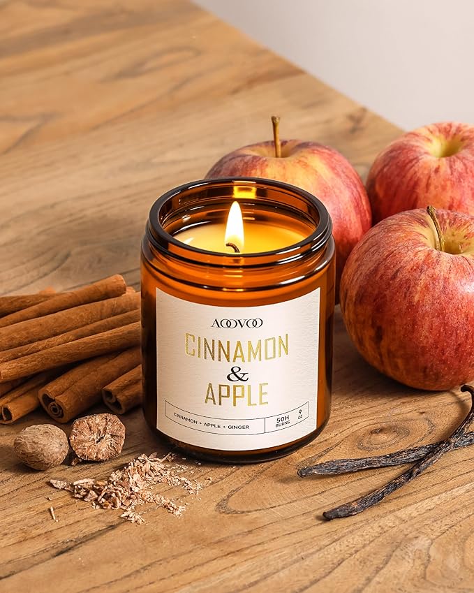 AOOVOO Apple Cinnamon Candles - 9 oz Scented Candles, Aromatherapy Candle, Soy Candle for Home Scented-Ruum Studio Home