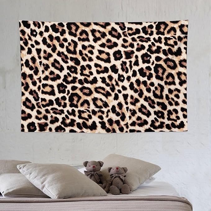 HZOHNAGO Leopard Print Tapestry Rustic Brown Leopard Wild Animal Printed Wall Tapestry Painting Wall Hanging for Bedroom Living Room Dorm 60" W x 40" H-Ruum Studio Home