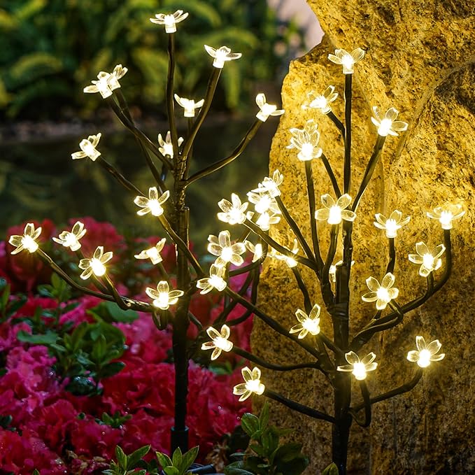 Solar Garden Lights Waterproof, Solar Outdoor Lights Decorative 4Pack, 80Led Solar Powered Flowers Garden Decor, Outdoor Fairy Lights for Yard,Pathway,Lawn,Outside,Garden Decorations-Ruum Studio Home