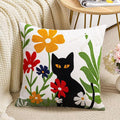 Merrycolor Embroidered Pillow Covers 18x18 Black Cat and Flower Pattern Halloween Decorative Throw Pillow Covers Comfortable Cotton Canvas Square Couch Cushion Cases for Sofa Bed Living Room Decor-Ruum Studio Home