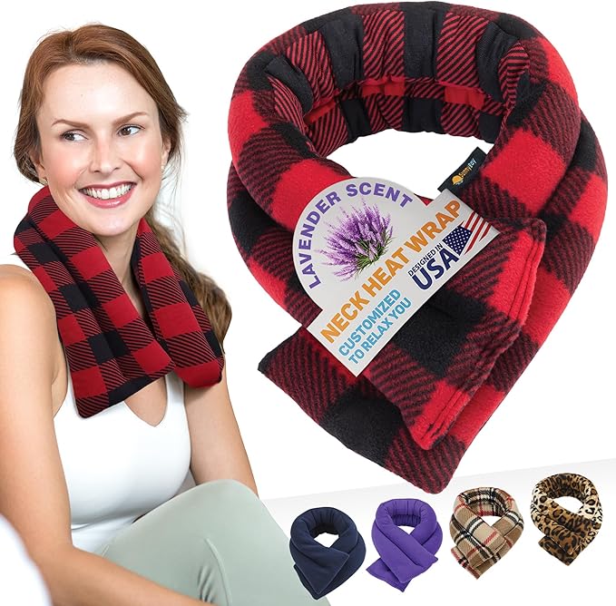 SunnyBay Microwave Heating Pad, Microwavable Heated Neck and Shoulder Wrap, Soothing Weighted Moist Heat or Ice Pack with Flaxseed and Lavender, FSA HSA Approved, 26x5 Inches, 2.5 lbs, Buffalo-Ruum Studio Home
