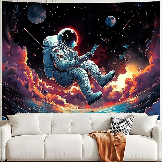 BVBOX Astronaut Tapestry Wall Hanging 79"x59" Space Galaxy Nebula Clouds Art Trippy Cosmic Cool Psychedelic Wall Blanket Decor for Bedroom Living Room Dorm-Ruum Studio Home