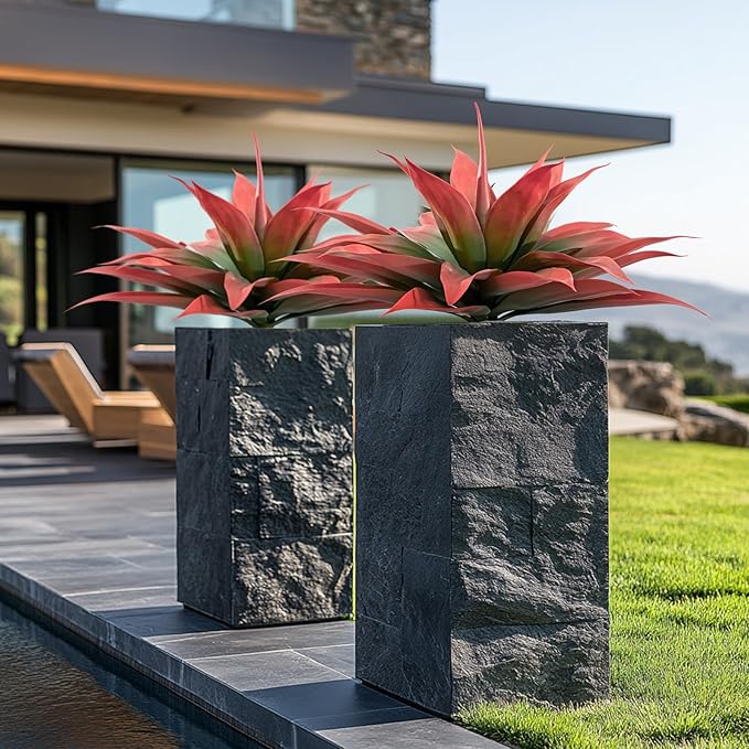 Artificial Agave Plants,Large UV Resistant Fake Agave Planters for Indoor and Outdoor Decorating Artificial Plants for Outdoors Fake Plants 2Pack, 28" Red-Ruum Studio Home