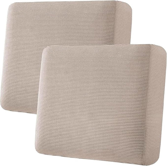 H.VERSAILTEX Super Stretch Individual Seat Sofa Covers Couch Slipcover Sets Thick Jacquard Textured Twill Fabric (2 Piece Large Sofa Cushion Covers, Sand)-Ruum Studio Home