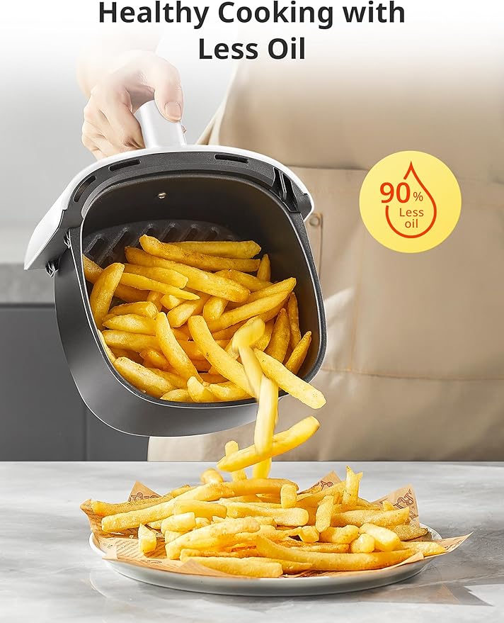 COMFEE' Compact 2.1 Quart Air Fryer with 12 Menu Options, Adjustable Timer & Temperature Control 180-400 degrees F, Dishwasher-Safe Nonstick Fry Basket with Stainless Steel Finish-Ruum Studio Home