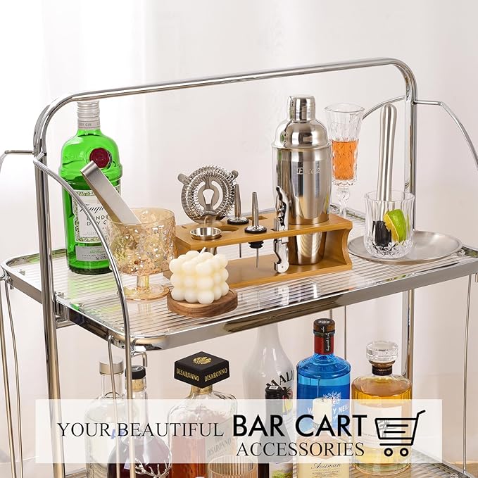 Bartender Kit Cocktail Shaker Set with Stand Bar Tool Bar Set for Drink Mixing Home Bartending Kit 11-Piece Bar Cart Accessories: Martini Shaker, Mixer Spoon, Jigger, Muddler, Strainer & Recipes Gifts-Ruum Studio Home