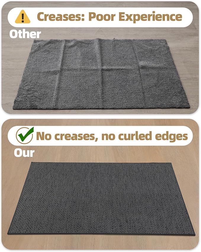 Color&Geometry Door Mat 24"x36", Front Door Mat Indoor Rugs for Entryway, Non Slip Washable Low-Profile Inside Doormat, Entry Mat Entry Rug Door Mats Indoor Entrance, Grey (Rolled-up NO Creases)-Ruum Studio Home