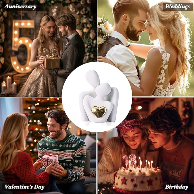 XMGZQ Mini Couple Statue Tv Stand Decor Items for Living Room Home Decor,Bedroom Decor for Couples Sculpture for Anniversary Wedding,Love Gifts for Couples 2025,Knick Knacks for Shelves-Ruum Studio Home