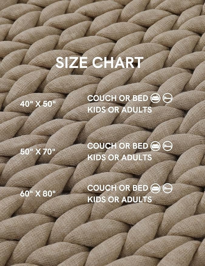 YnM Chunky Throw Blanket, Medium-Weight, Hand Knitted, Skin Friendly, Ventilated and Breathable, Machine Washable, Home Décor Piece for Couch, Sofa and Bed (Beige, 50x70 Inch)-Ruum Studio Home