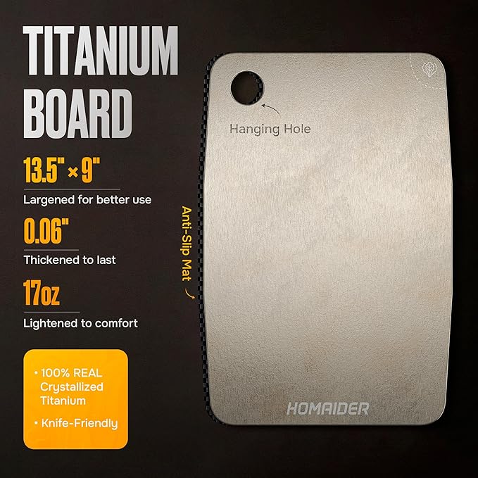 Titanium Cutting Board – Pure Titanium Chopping Board for Kitchen – Non-Toxic, Microplastic-Free, Double-Sided, Dishwasher Safe, Durable Metal Cutting Board-Ruum Studio Home