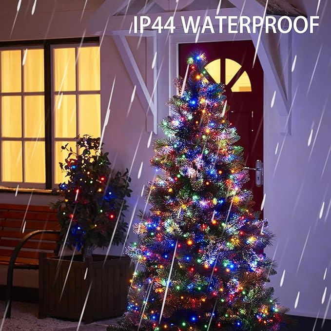 Dazzle Bright 300 LED Christmas String Lights, 100 FT Connectable Waterproof String Lights Green Wire with 8 Modes, Christmas Decorations for Indoor Outdoor Xmas Party Yard Garden (Multi Colored)-Ruum Studio Home