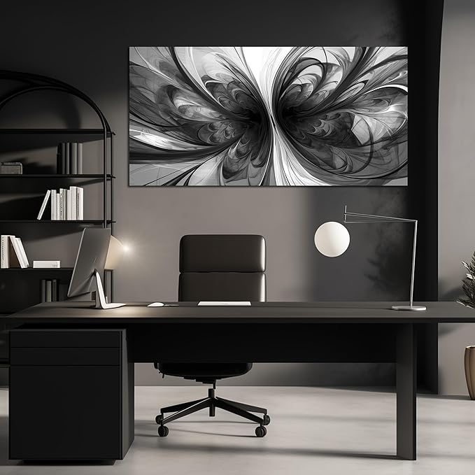 Large Abstract Canvas Wall Art Living Room Black Art Wall Decor for Office Teenage Boy Room Decor 29 x 59 Inch-Ruum Studio Home