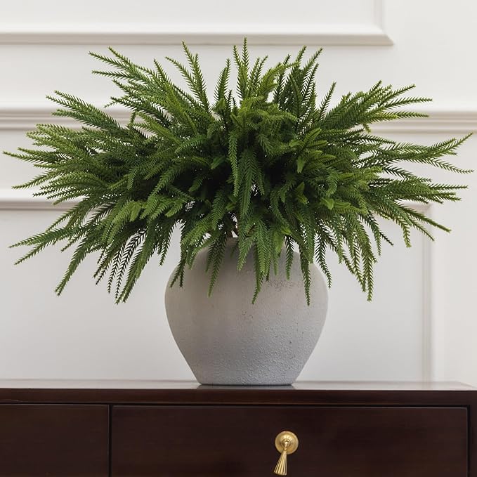 MISSPIN 12 Pcs 21.5 Inches Christmas Norfolk Pine Branches, Norfolk Pine Artificial Christmas Branches DIY Crafts Faux Pine Branches for Xmas Indoor Outdoor Home Decor-Ruum Studio Home