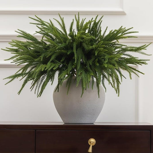 MISSPIN 12 Pcs 21.5 Inches Christmas Norfolk Pine Branches, Norfolk Pine Artificial Christmas Branches DIY Crafts Faux Pine Branches for Xmas Indoor Outdoor Home Decor-Ruum Studio Home