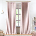 Vision Home Soft Pink Pinch Pleated Full Blackout Curtains Linen Blended Room Darkening Curtain Panels 84 inch for Living Room Bedroom Thermal Insulated Pinch Pleat Drapes with Hooks 40" Wx84 Lx2-Ruum Studio Home