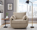 360° Swivel Accent Armchair, 39.3" Oversized, Sherpa Boucle Fabric Sofa Chair with Removable Back & Arm Pillows, Swivel Chair with Cozy Soft Padded, No Assembly Required (1, Camel)-Ruum Studio Home