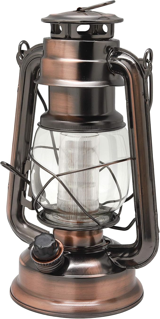 YAKii LED Vintage Lantern Metal Hanging Hurricane 12 LED Dimmer Switch Cold White Battery Operated Power Outage Indoor Camping Lighting Outdoor Brooklyn (Copper 2 Pack)-Ruum Studio Home
