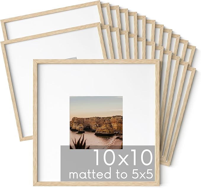 HAUS AND HUES Oak 10x10 Square Picture Frames, Set of 25, Beige, Wall-Mountable, Modern Gallery Wall Frame Set-Ruum Studio Home