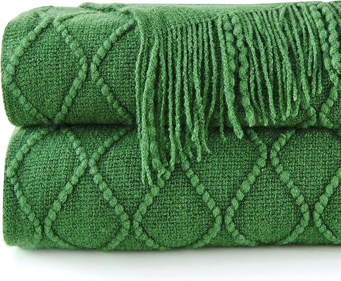 inhand Green Christmas Throw Blanket for Couch and Bed, Birthday Gifts for Women Teen Girl Friend Home Decor Knitted Blanket and Throws, Outdoor Lightweight Farmhouse Warm Woven Decorative, 50"x60"-Ruum Studio Home