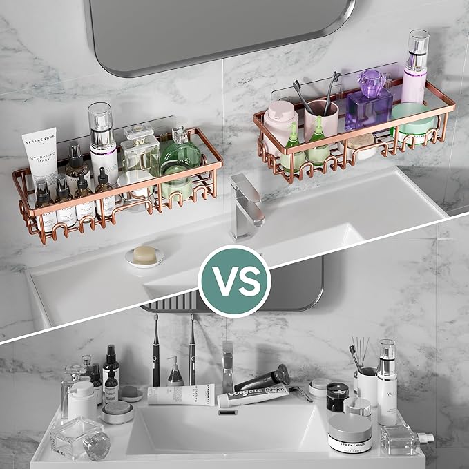 Veken Shower Caddy 6-Pack, No Drilling & Rustproof, Waterproof Adhesive Shelves Rack with Soap Holder, Large Capacity Bathroom Organizers and Storage, Wall-Mounted Kitchen & Home Decor-Ruum Studio Home