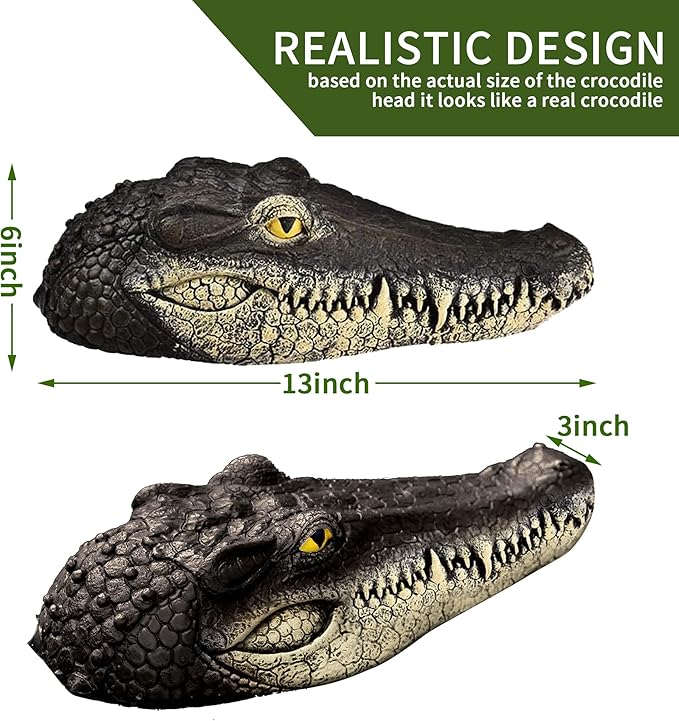 Floating Alligator Head,Alligator Head Decoy for Pool,Resin Crocodile Head for Swimming Pool and Pond,Deterrent Ducks,Predator,Heron etc,Outdoor Statues,Garden Home Decor Art-Ruum Studio Home