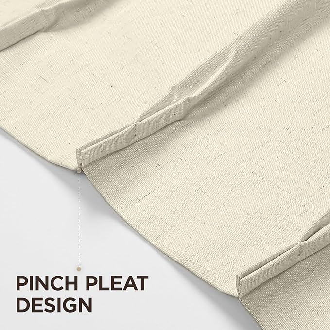 Joydeco Pinch Pleated Linen Curtains for Living Room, 100% Blackout Darkening Curtains 72 inches Length 2 Panel Thermal Insulated Pinch Pleat Drapes(Linen,40'' Wx72'' L)-Ruum Studio Home