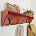 SKOLOO Wall Shelf with Hooks, 35-Inch Cherry Coat Rack Wall Mount with Shelf Organizer - Lightweight & Sturdy, 5 Tri Hooks - Perfect for Entryway, Hallway, Living Room, Bedroom, Mudroom-Ruum Studio Home
