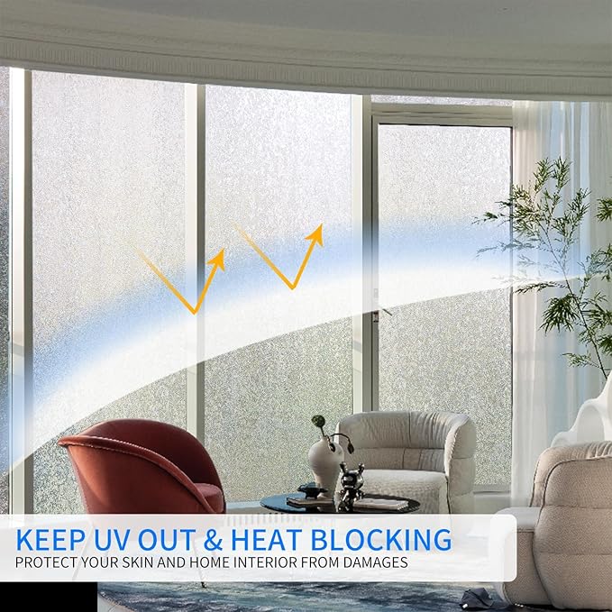 Window Film Privacy Day and Night with Installation Tools, Static Cling Glass Film Ideal for Home Shower Office Glass Door (Flash Diamond, 35.4 x 78.7 Inch)-Ruum Studio Home