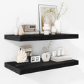 Fun Memories Floating Shelves - 2 Pack 12 Inch Rustic Wooden Wall Shelves - Extra Deeper & Thicker Wall Mounted Storage Shelf for Living Room, Kitchen, Farmhouse - 24" W x 12" D x 1.5"H - Rustic Black-Ruum Studio Home