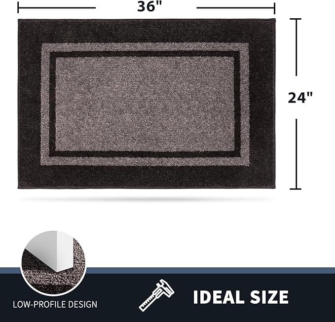 PURRUGS Dirt Trapping Door Mat 24" x 36", Non-Slip/Skid Machine Washable Entryway Rug, Shoes Scraper, Area Rug, Super Absorbent Welcome Mat for Muddy Wet Shoes and Paws, Grayish Brown & Coffee-Ruum Studio Home