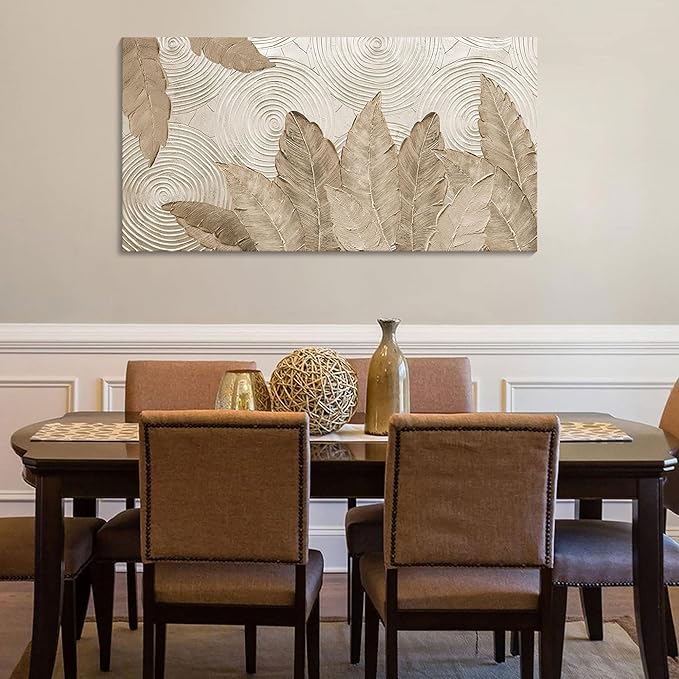 Minimalist & Modern Art for Bedroom Decor Framed Abstract Artwork for Walls Neutral & Contemporary Beige Wall art - Artwork for Living Room and Boho Style Large Abstract Wall Art 24×48IN-Ruum Studio Home
