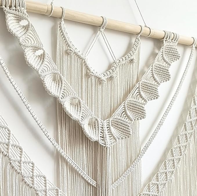 Achart Macrame Wall Hanging Large- Boho Wall Decor- large wall art- Wall Decor Living Room- Macrame Tapestry Boho Decor for Bedroom (Beige-Shells)-Ruum Studio Home