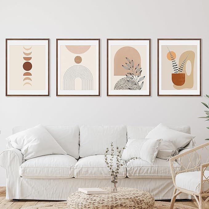 18x24 Poster Frame Set of 4 Natural Solid Walnut Photo Frames with 16x20 Removable Mat Wall Hanging Large Handcrafted Frame with HD Plexiglass Wall and Tabletop Display Large Picture Frame-Ruum Studio Home