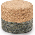 Wimarsbon 18'' Ottoman Pouf, Natural Braided Poof, Rustic Handweave Lounge Pouffe, Boho Footrest Stool for Bedroom, Accent Table or Seat for Living Room (Dusty Blue)-Ruum Studio Home