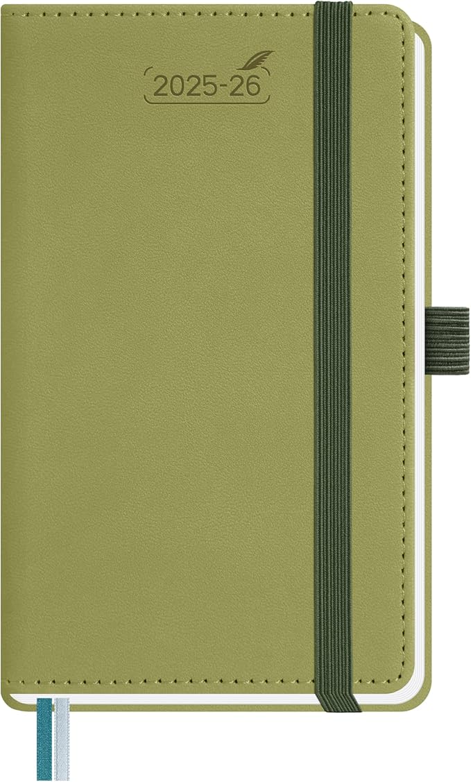 BEZEND Pocket Planner 2025-2026 Weekly and Monthly, 3.5" x 6" Academic Planner (Jul 25-Dec 26) 18-Month Mid-Year Calendar Book, Storage Pocket, Pen Holder, PU Leather Hardcover - Kiwi-Ruum Studio Home