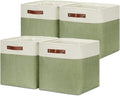 DULLEMELO Storage Baskets for Organizing, Linen Closet Organizers and Storage Baskets for Dog Toy Box, 13 Inch Decorative Cube Storage Bins with handle for Baby Gift Basket(4 Pack - 13" White&Green)-Ruum Studio Home