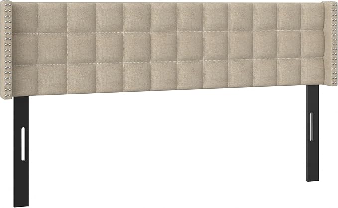 VECELO Headboard King Size, Linen Upholstered Headboards Only with Nailhead Trim Wingback, Square Stitched Design, Adjustable Height from 40" to 49.8", Oatmeal-Ruum Studio Home