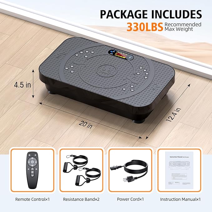 Vibration Plate Exercise Machine, OVANZA Whole Body Vibration Plate for Lymphatic Drainage, Burns Fat, Helps Toning, Weight Loss Shaping Wellness for Home Training Equipment-Ruum Studio Home
