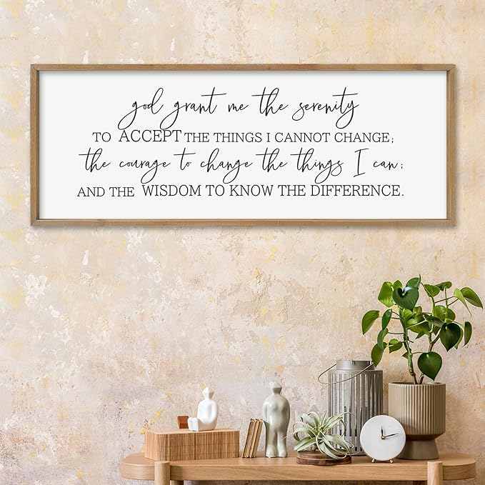 LuZhiQiang God Grant Me Prayer Wall Decor Art 40"×15" Serenity Prayer Bible Verse Sign Scripture Large Wood Framed Wall Hanging (Wood)-Ruum Studio Home