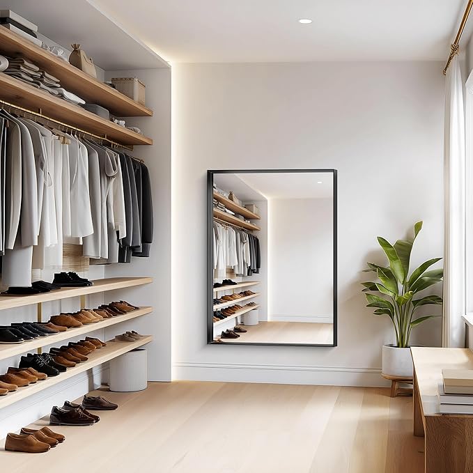 Black Bathroom Mirror, 36x48 Inch Rectangular Deep Frame Mirror, Large Wall Mounted Bathroom Vanity Mirror Over Sink for Bedroom,Restroom, Living Room, Hangs Vertically or Horizontally-Ruum Studio Home