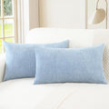 CaliTime Throw Pillow Covers Decorative 12 X 20 Inches Pack of 2 Cozy Chenille Cushion Cases for Couch Sofa Bed Living Room Home Baby Blue-Ruum Studio Home