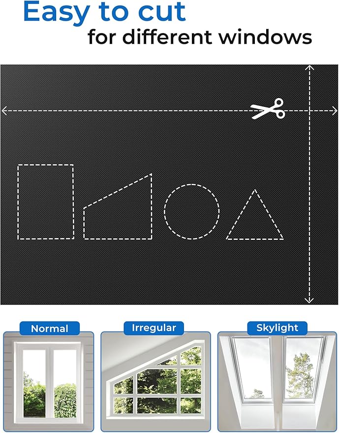 Sumobaby Blackout Curtains for Bedroom Portable 126”x59”Black Out Window Cover with Heat-Resistant Hook&Loop Tape,100%Blackout Shades,NoDrill Blinds for Windows DIY Cut Fit for Nursery&Dorm Room,Black-Ruum Studio Home