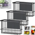 3 Pcs Magnetic or Adhesive Refrigerator Organizer Magnetic Baskets Kitchen Holder for Refrigerator Metal Shelf Rack Storage with 2 Types of Installation(Black)-Ruum Studio Home