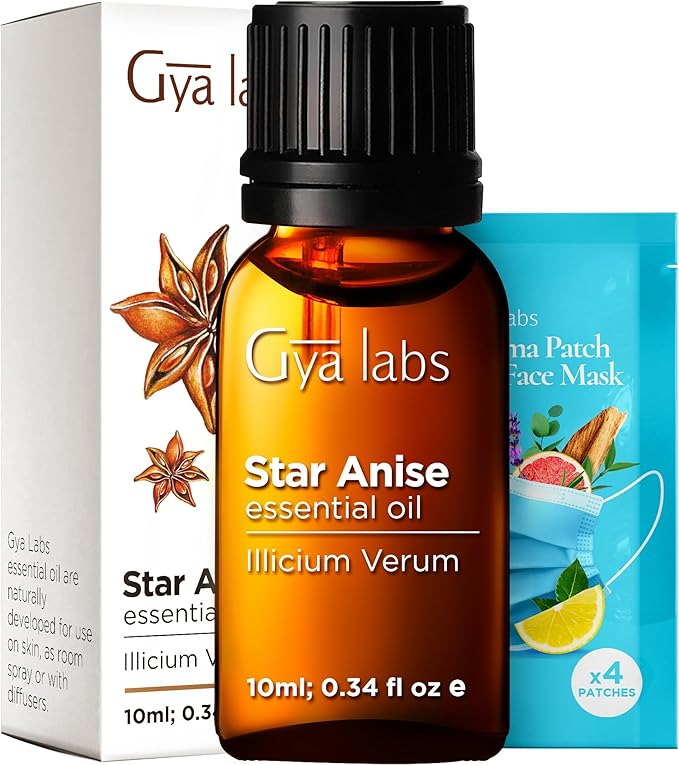 Gya Labs Star Anise Essential Oil for Skin - 0.34 Fl Oz - 100% Pure Natural Star Anise Oil for Diffuser, Hair, DIY & Aromatherapy & Candle Making Scent-Ruum Studio Home