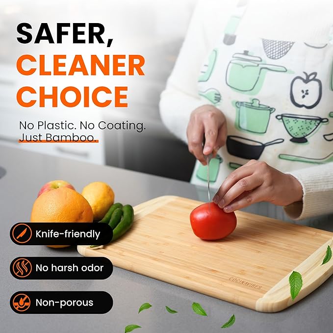 Bamboo Cutting Board Set – Charcuterie & Chopping Boards for Kitchen, Large & Small Sizes, Safe Cutting Boards for Meat, Cheese, Pizza – Home & Kitchen Gift Idea-Ruum Studio Home