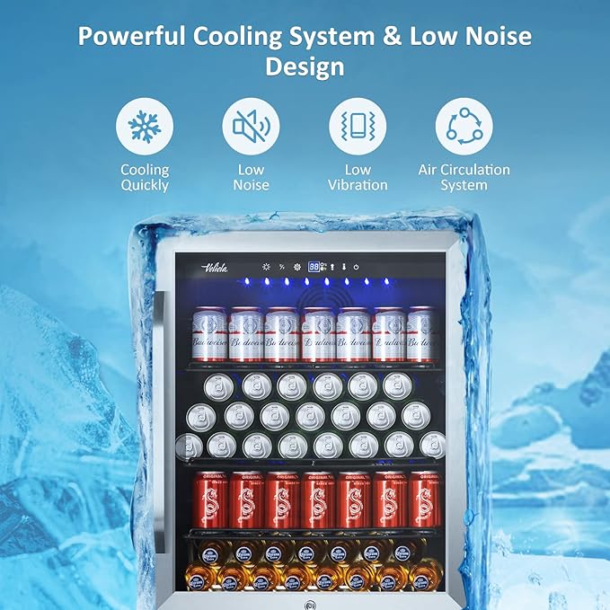 24 Inch Beverage Refrigerator Cooler,210 Cans Wide Beverage and Beer Fridge with Glass Door and Powerful Cooling Compressor, Built-in/Freestanding Drink Fridge for Kitchen, Bar or Office-Ruum Studio Home